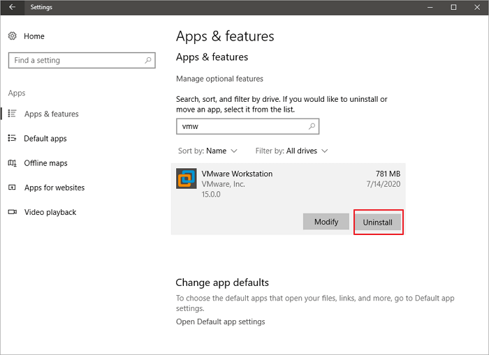 Désinstaller VMware pour réparer l'installation de Windows 11 bloquée à 35 %, 85 % et 100 %.