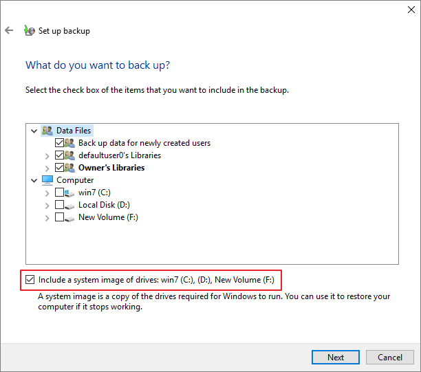 créer une image du système