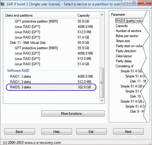 Récupération de zar nas