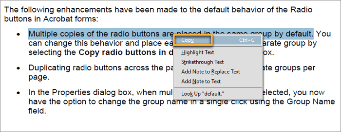 Copier le texte d'un pdf avec Adobe Reader