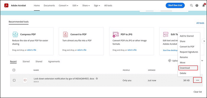 télécharger le fichier acrobat
