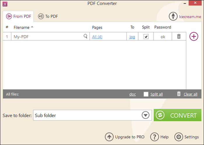 convertir un pdf en jpg en utilisant icecream pdf converter