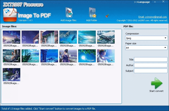 interface de conversion d'image en pdf