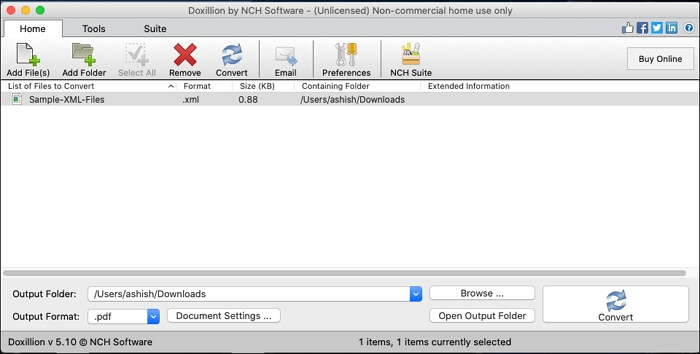 logiciel nch xml vers pdf