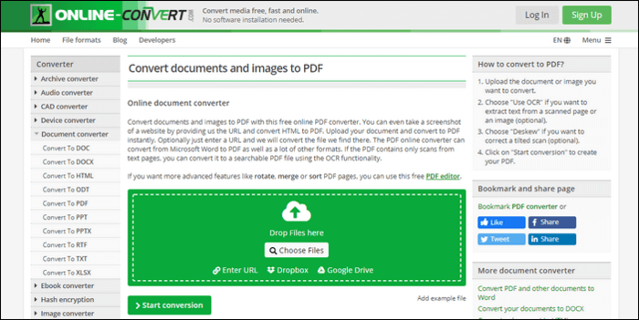 Numérisation en ligne au format PDF