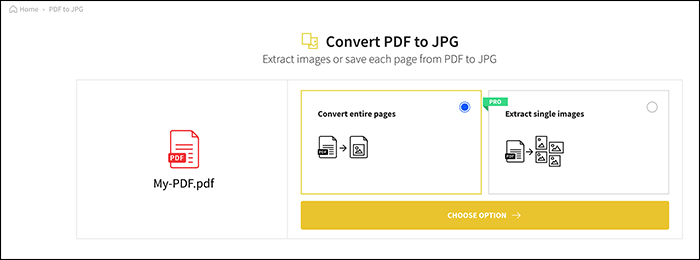 convertir un pdf en jpg en utilisant smallpdf