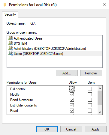 cliquer sur ok pour enregistrer les changements et obtenir la permission