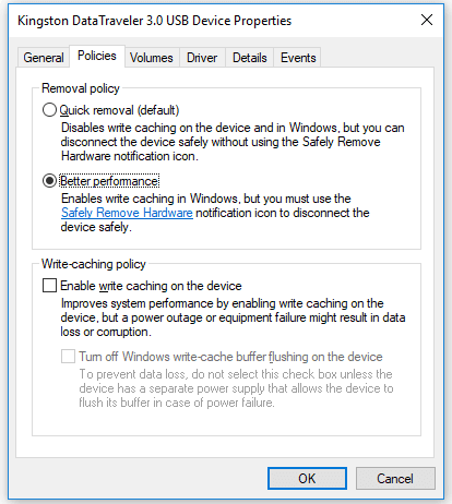 sélectionnez de meilleures performances pour optimiser votre clé USB 3.0