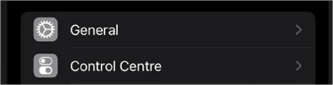 Tapez sur l'option Général sur l'iPhone