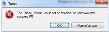 iphone n'a pas pu être restauré, une erreur inconnue s'est produite (9)