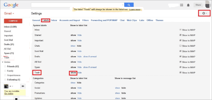 Récupérez les e-mails supprimés de Gmail.
