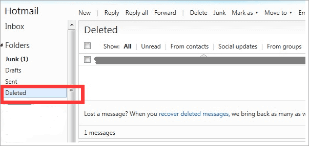 Récupérer le fichier Hotmail supprimé