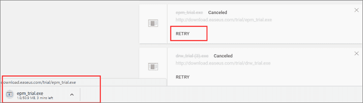 Re-télécharger le téléchargement Chrome interrompu sur la page Google Chrome.