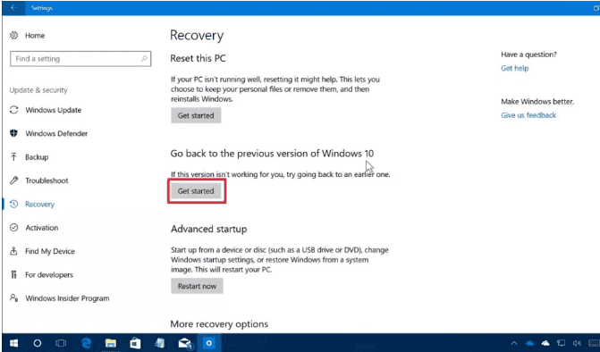 Retournez à la version précédente de Windows 10 et ramenez le bureau manquant.