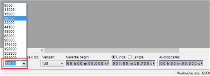 taux d'échantillonnage d'audacity
