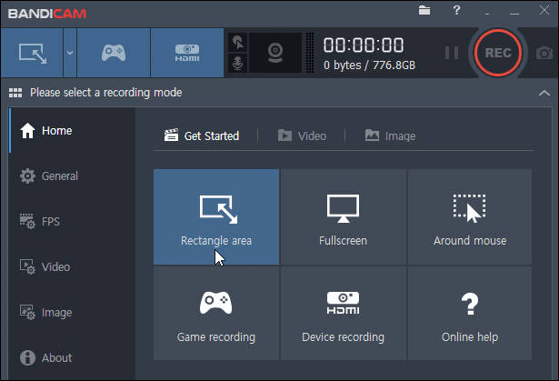 interface de bandicam