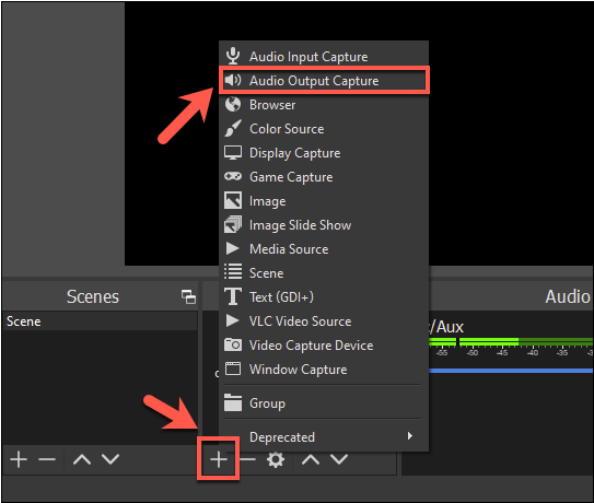 Choose audio sources in OBS Studio