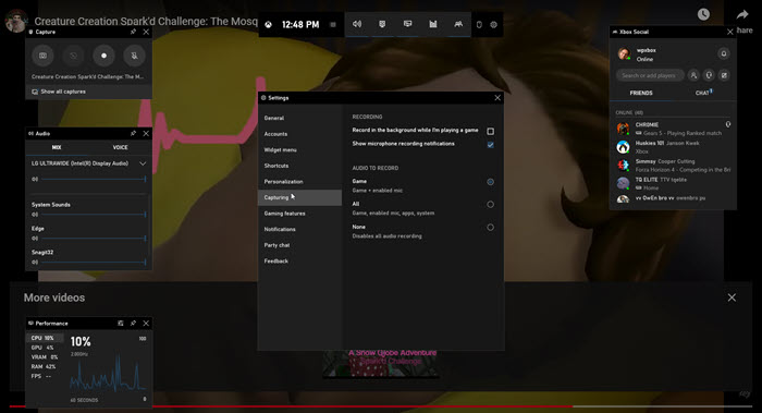 barre de jeu record sims - paramètres d'enregistrement