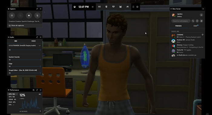 barre de jeu enregistrer les paramètres des sims