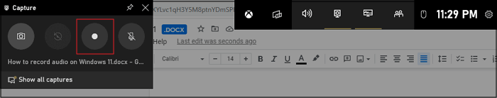 Démarrez l'enregistrement dans Windows 11
