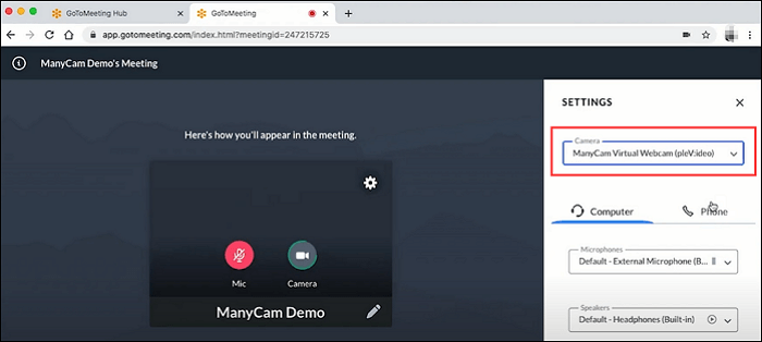caméra virtuelle manycam