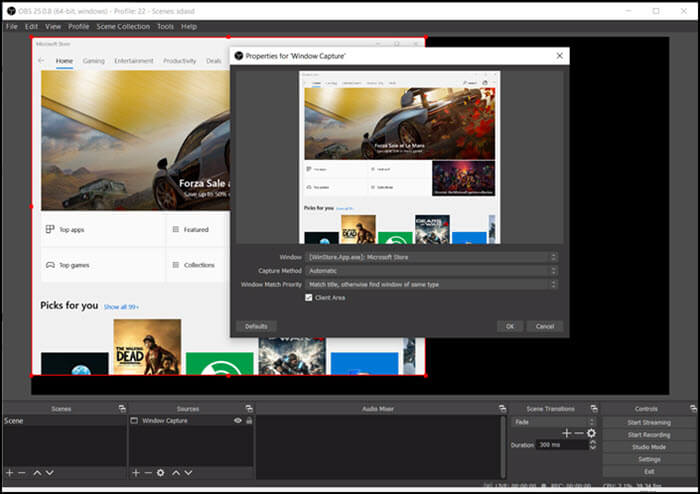 interface principale de l'obs