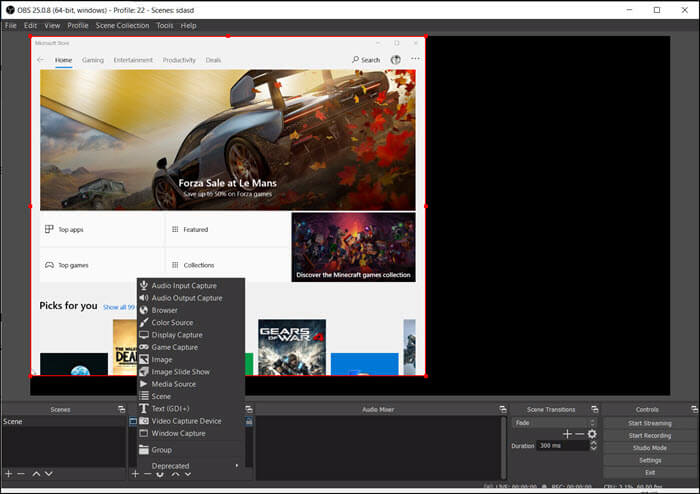 obs créer un enregistrement source