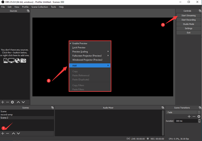 obs enregistre les vidéos et audios wmp