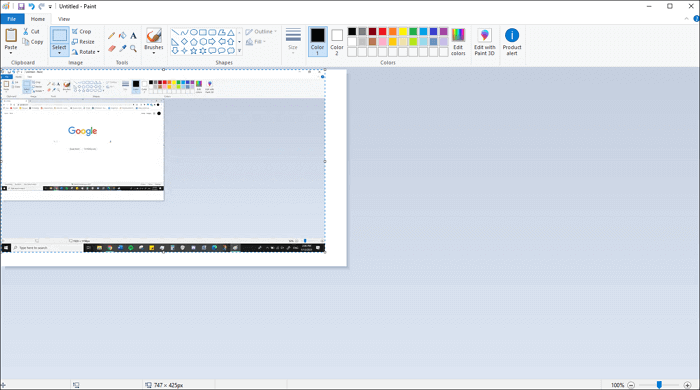 coller une capture d'écran pour peindre