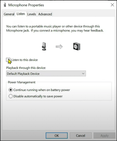 Activer l'écoute de ce périphérique