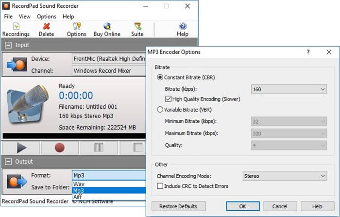Enregistreur vocal Windows 10 - RecordPad