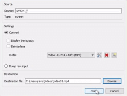 paramètres d'enregistrement vlc