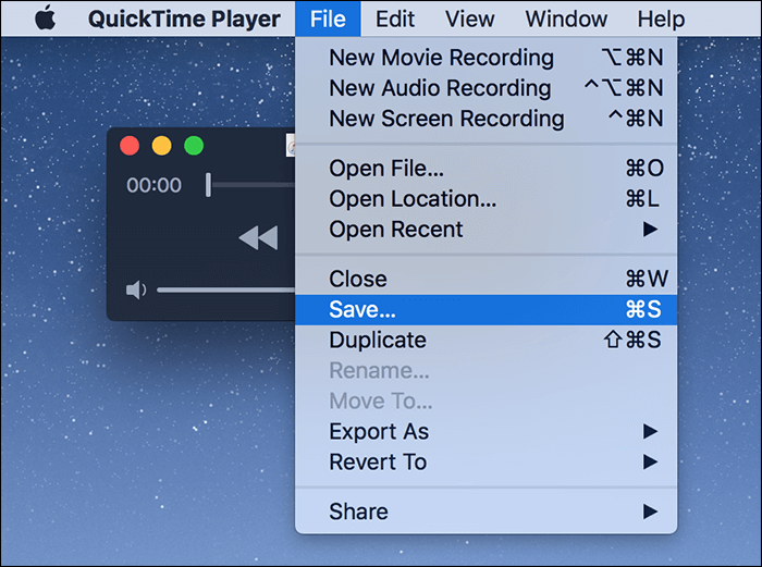 enregistrer le fichier dans quicktime