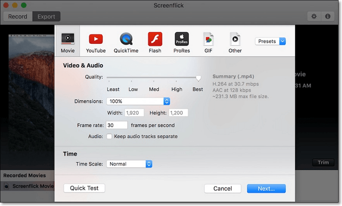 Enregistreur d'écran macOS