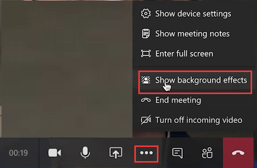 Trouver l'option d'affichage de l'effet de fond