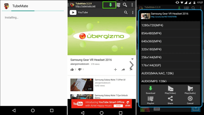 Écran principal de TubeMate