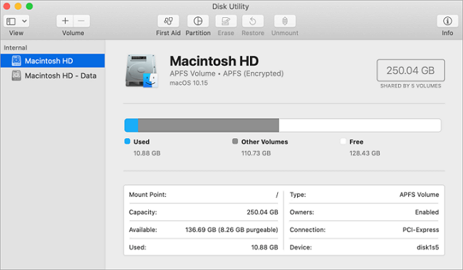 Macintosh HD et Macintosh HD - Données