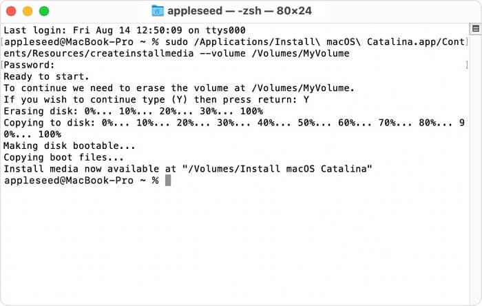 créer un installateur amorçable avec Terminal