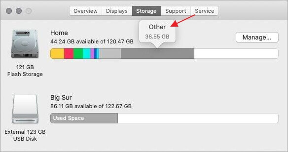 autre stockage sur mac