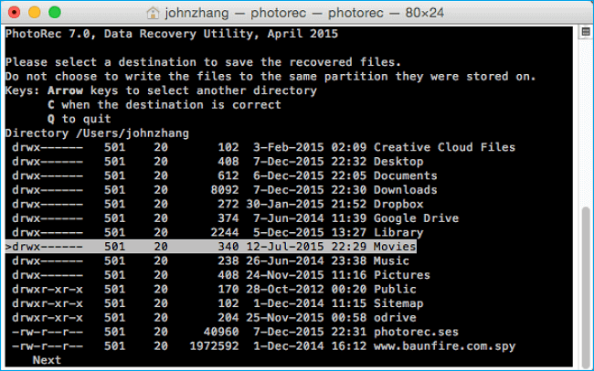 logiciel de récupération de photos - photorec