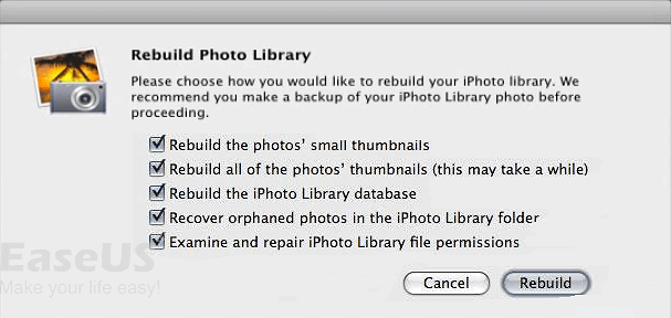 Reconstruire la bibliothèque iPhoto supprimée.
