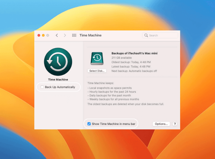 Récupérer des fichiers supprimés sur macOS Ventura à partir de Time Machine