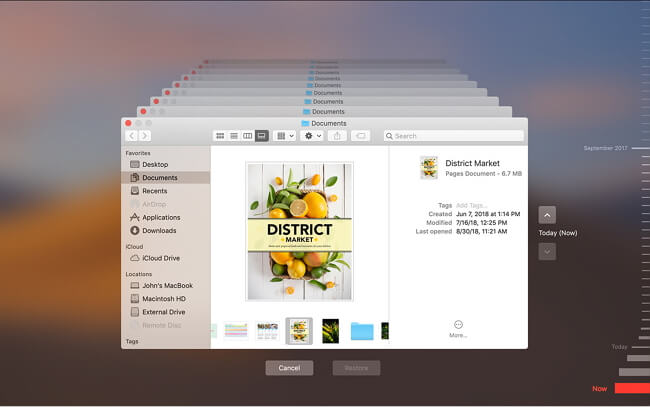 restaurer à partir d'une sauvegarde Time Machine