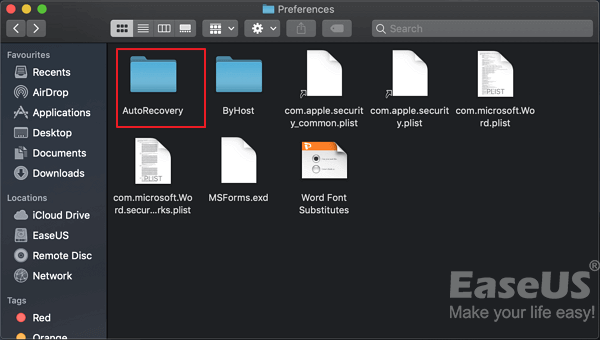 Trouver la version précédente de Word sur Mac à partir du dossier AutoRecovery