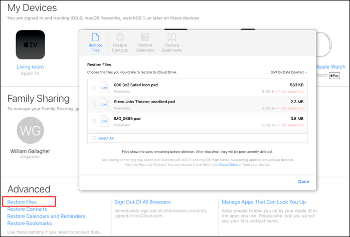 comment recuperer un dossier sur mac