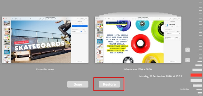Restaurer la version précédente d'un document perdu sur Mac à partir de l'historique des fichiers
