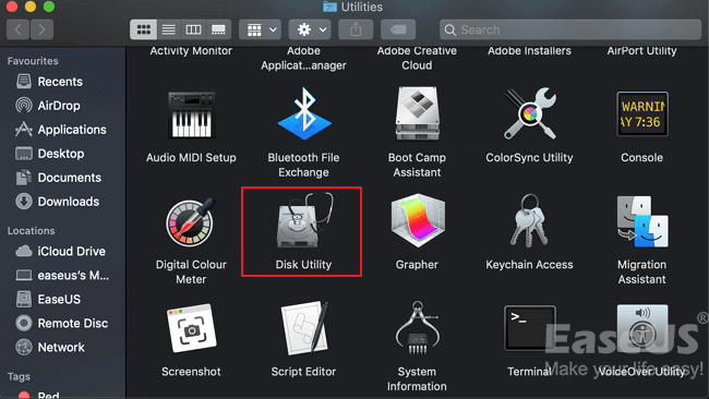 ouvrir l'utilitaire de disque sur mac