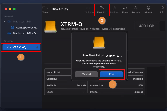 Utiliser la fonctionnalité S.O.S. pour le disque dur externe