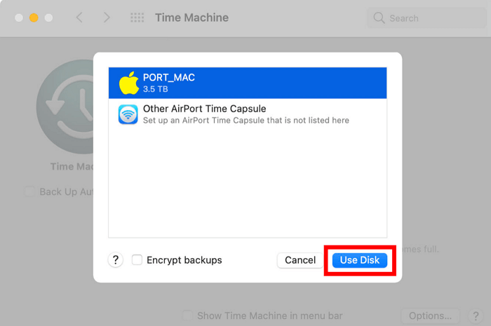 Confirmer l'utilisation du disque