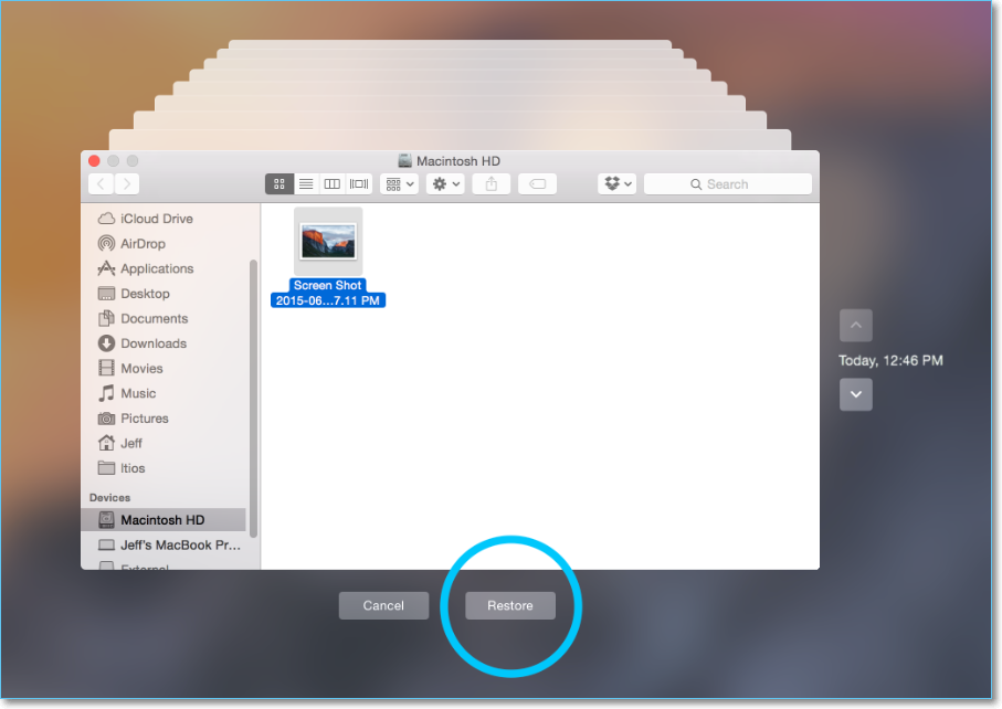 Restaurer à partir de Time Machine